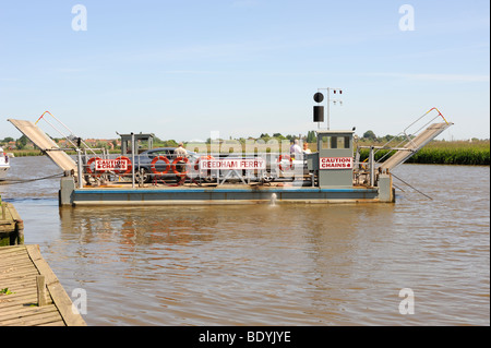 Reedham vehicular cable ferry crossing  the River Yare,Norfolk,England,UK Stock Photo