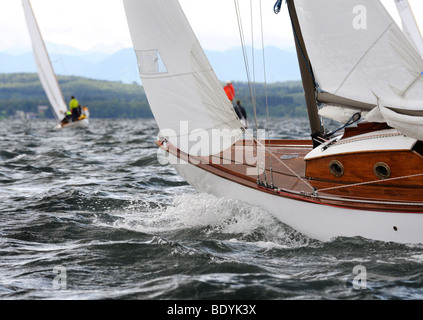 Sail boat on the Starnberger See lake, Upper Bavaria, Bavaria, Germany, Europe Stock Photo