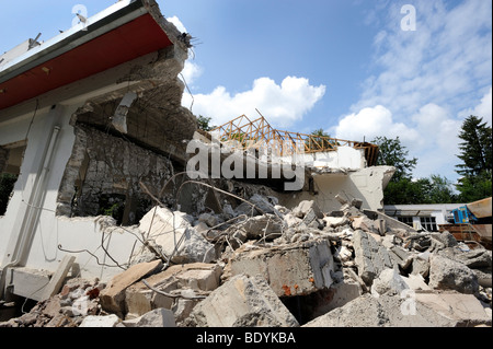 Demolition work on an old bunker, company building Stock Photo