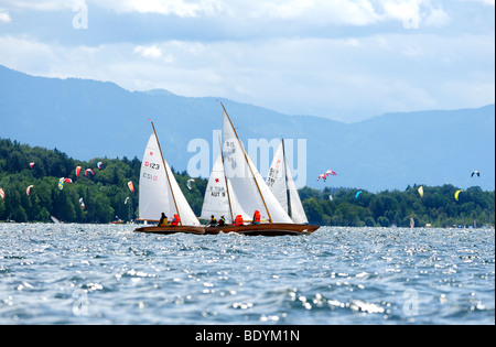 Sail boats on the Starnberger See lake, Upper Bavaria, Bavaria, Germany, Europe Stock Photo