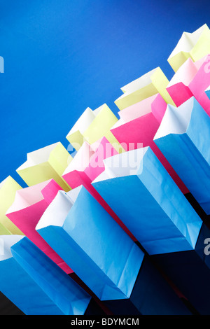 Recyclable Paper bags on Blue light Stock Photo