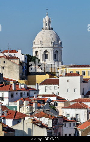 Dome of the Panteao Nacional de Santa Engracia church and roofs in the district of Alfama, Lisbon, Portugal, Europe Stock Photo