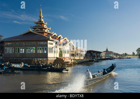Main channel to the Inle Lake in Nyaungshwe, Shan State, Burma, Myanmar, Asia