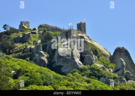 Castle ruin Castelo dos Mouros in Sintra near Lisbon, part of the 'Cultural Landscape of Sintra', UNESCO World Heritage Site, P Stock Photo