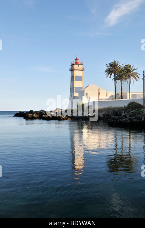 Lighthouse Farol de Santa Marta, Cascais near Lisbon, Portugal, Europe Stock Photo