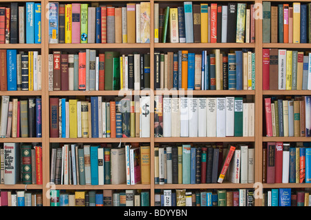 Bookcase filled to the brim, Book Market Stock Photo