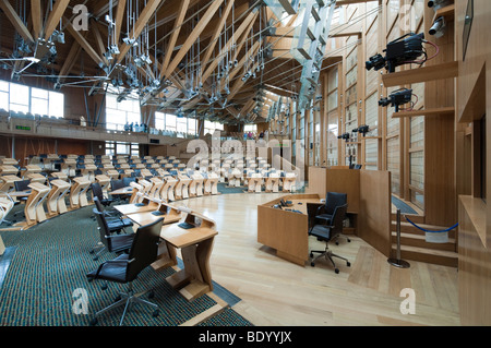 The Chamber of Scottish Parliament in the Holyrood Parliament building Edinburgh Scotland Stock Photo