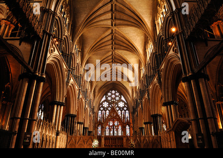 Vaults of Lincoln Cathedral or St. Mary's Cathedral, 12th and 13th Century, Gothic-Romanesque, Minster Yard, Lincoln, Lincolnsh Stock Photo