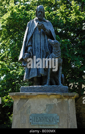 Monument to Alfred Tennyson, 1809-1892, British poet of the Victorian era, Minster Yard, Lincoln, Lincolnshire, England, UK, Eu Stock Photo