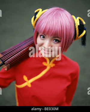 Cosplay anime costumes worn at Kyoto International Manga Museum. Stock Photo