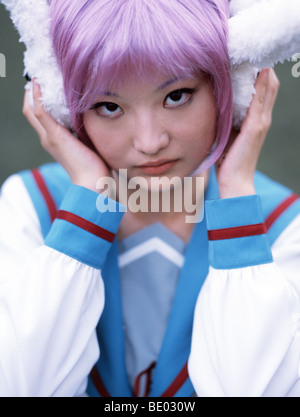 Cosplay anime costumes worn at Kyoto International Manga Museum. Stock Photo
