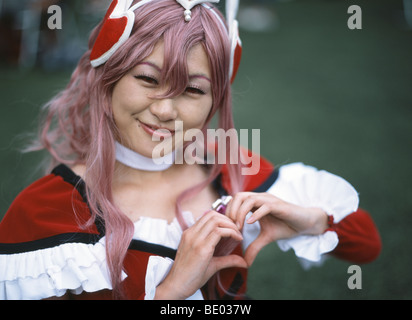Cosplay anime costumes worn at Kyoto International Manga Museum. Stock Photo