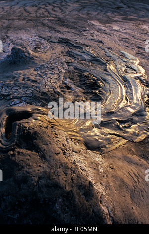 muddy volcano from Romania Europe erupting in sunrise, summer time Stock Photo