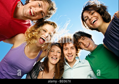 Portrait of six young happy people Stock Photo
