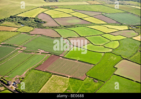 English agricultural fields Aerial view Stock Photo