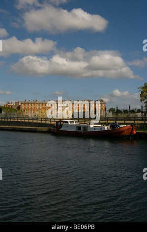 Hampton Court Palace As Seen From The River Thames Stock Photo