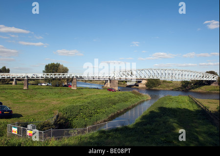 Bridge pipeline crossing on the 'River Trent 'at Dunham on Trent in Nottinghamshire,England,'Great Britain','United Kingdom' Stock Photo