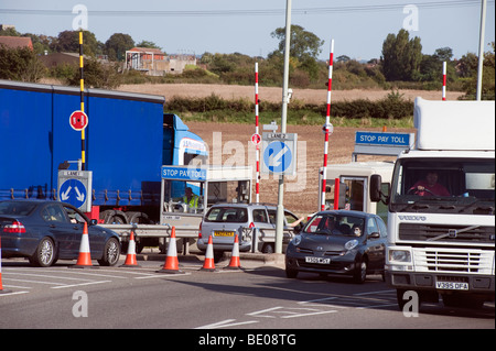 'Stop Pay Toll 'at the bridge  at' Dunham on Trent 'on the Nottinghamshire Lincolnshire border,England Stock Photo