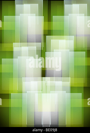 Green and white overlapping geometric patterns abstract background Stock Photo