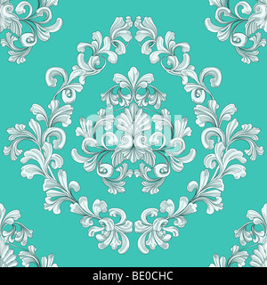 retro seamless tiling floral wallpaper pattern reminiscent of floral victorian designs inspired by greek and roman ornament Stock Photo