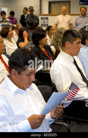 New United States citizens attend a citizenship ceremony in Idaho, USA. Stock Photo