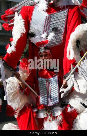 Red Indian Carnival Figure in the Notting Hill Carnival Parade 2009 Stock Photo