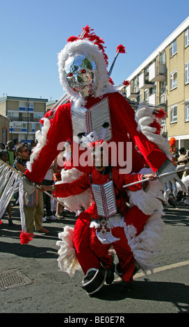 Red Indian Carnival Figure in the Notting Hill Carnival Parade 2009 Stock Photo