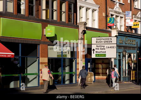 Shops on Uxbridge Road, Shepherds Bush, W12, London, United Kingdom Stock Photo