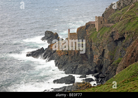 Crowns Mine at Botallack ex-tin mine in Cornwall, England United Kingdom near Land's End Stock Photo