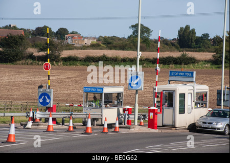 'Stop Pay Toll 'at the bridge  at' Dunham on Trent 'on the Nottinghamshire Lincolnshire border,England Stock Photo