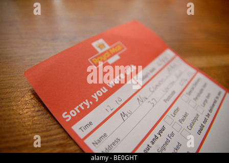 Royal Mail - Sorry you were out card for a missed delivery Stock Photo