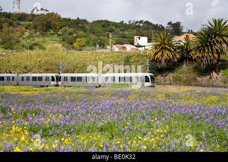 Light Rail Train, Los Angeles State Historic Park, Downtown Los Angeles, California, USA Stock Photo