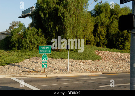 freeway entrance to California Highway 57 North Stock Photo