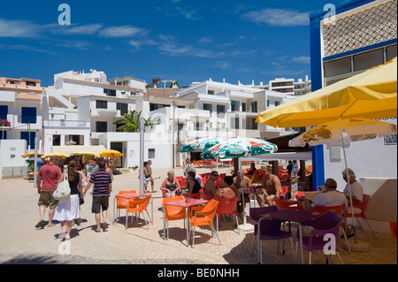 Portugal, the Algarve, Olhos d'Agua, street café on the sea front Stock Photo