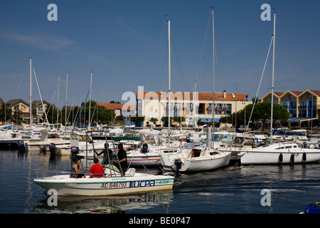 The Marina at Hourtin Port on Lac d'Hourtin in the Medoc Ocean region of Bordeaux in France Stock Photo