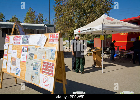 Fire Information post for Station fire, Sept 5 2009. Fire Command Headquarters, Lakeview Terrace, Los Angeles, California Stock Photo