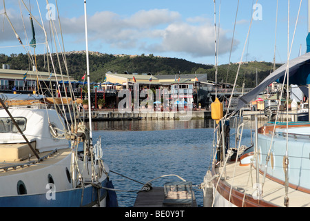 Sailing boats moored at Knysna Quays Waterfront South Africa Stock Photo