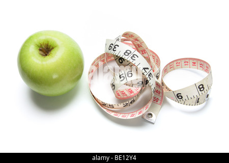 Apple and Tape Measure Stock Photo