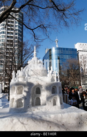 Snow sculpture at the Sapporo Snow Festival. Stock Photo