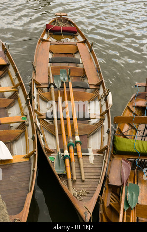 Wooden Pleasure Rowing Boats For Hire On The River Thames At Richmond Surrey England Stock Photo
