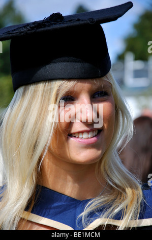 Young female University graduate, Oxford Brookes University, Headington, Oxfordshire, England, United Kingdom Stock Photo