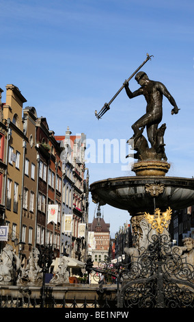 Neptune Fountain, Long Street, Gdansk, Poland Stock Photo
