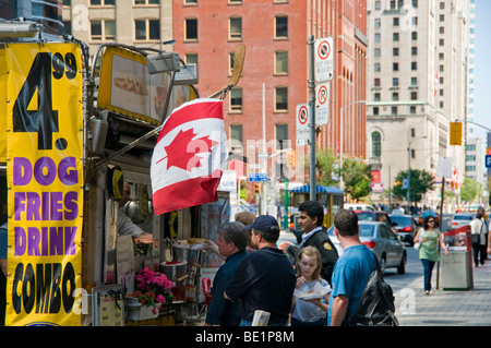 People Buying Food from Fast Food Van in Downtown Toronto, Canada, Ontario, North America Stock Photo