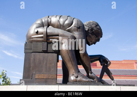 bronze statue based on William Blake's study of Isaac Newton by Eduardo Paolozzi  British Library London England Stock Photo