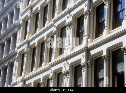 New York Soho Cast Iron Historic District. Residential buildings on Greene Street in Lower East Side Manhattan. 19th century architecture USA Stock Photo