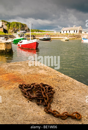 Fishing Boats at Ballintoy Harbour, County Antrim, Northern Ireland, UK Stock Photo