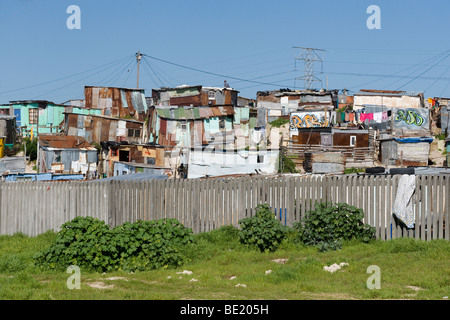 Informal settlement along N2 highway on the outskirts of Cape Town South Africa Stock Photo