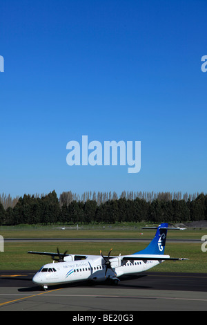 Air New Zealand ATR 72 turbo prop aircraft taxiing at CHC Christchurch Airport, Canterbury,South Island,New Zealand Stock Photo