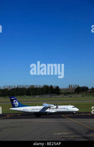 Air New Zealand Link ATR 72 Turbo Prop aircraft at Christchurch Airport, Canterbury,South Island,New Zealand Stock Photo