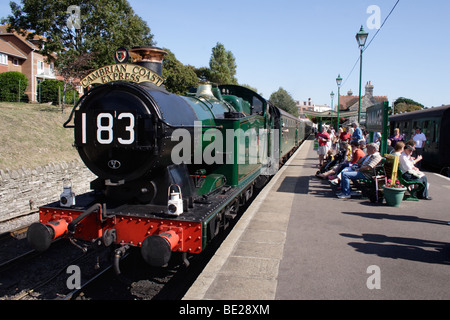 GWR 062 Tank steam locomotive at Swanage railway station Stock Photo